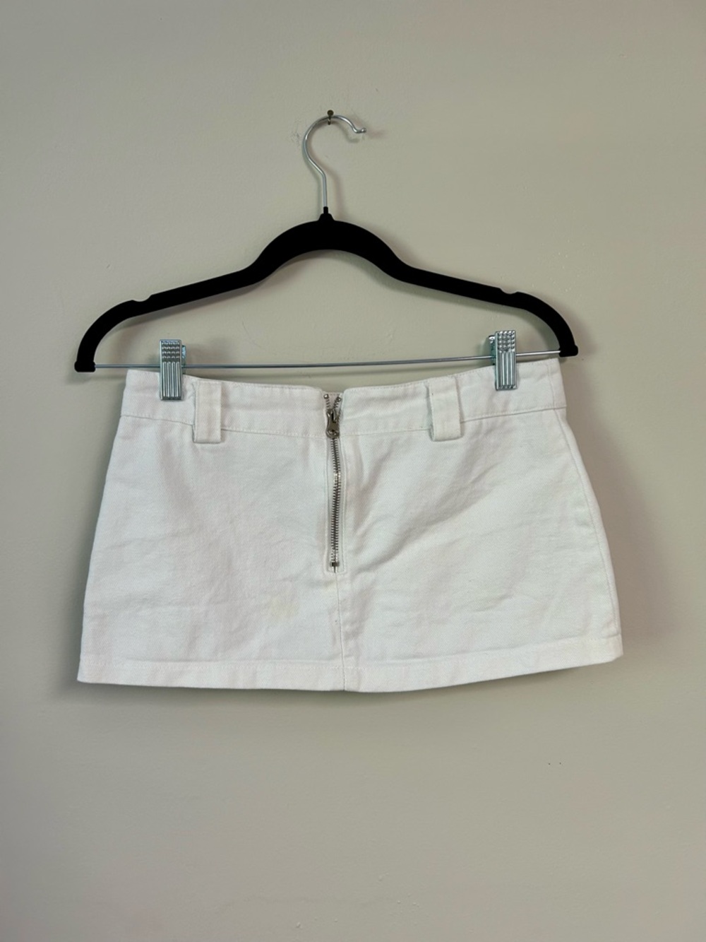 Edikted White Mini Skirt with Front Zip